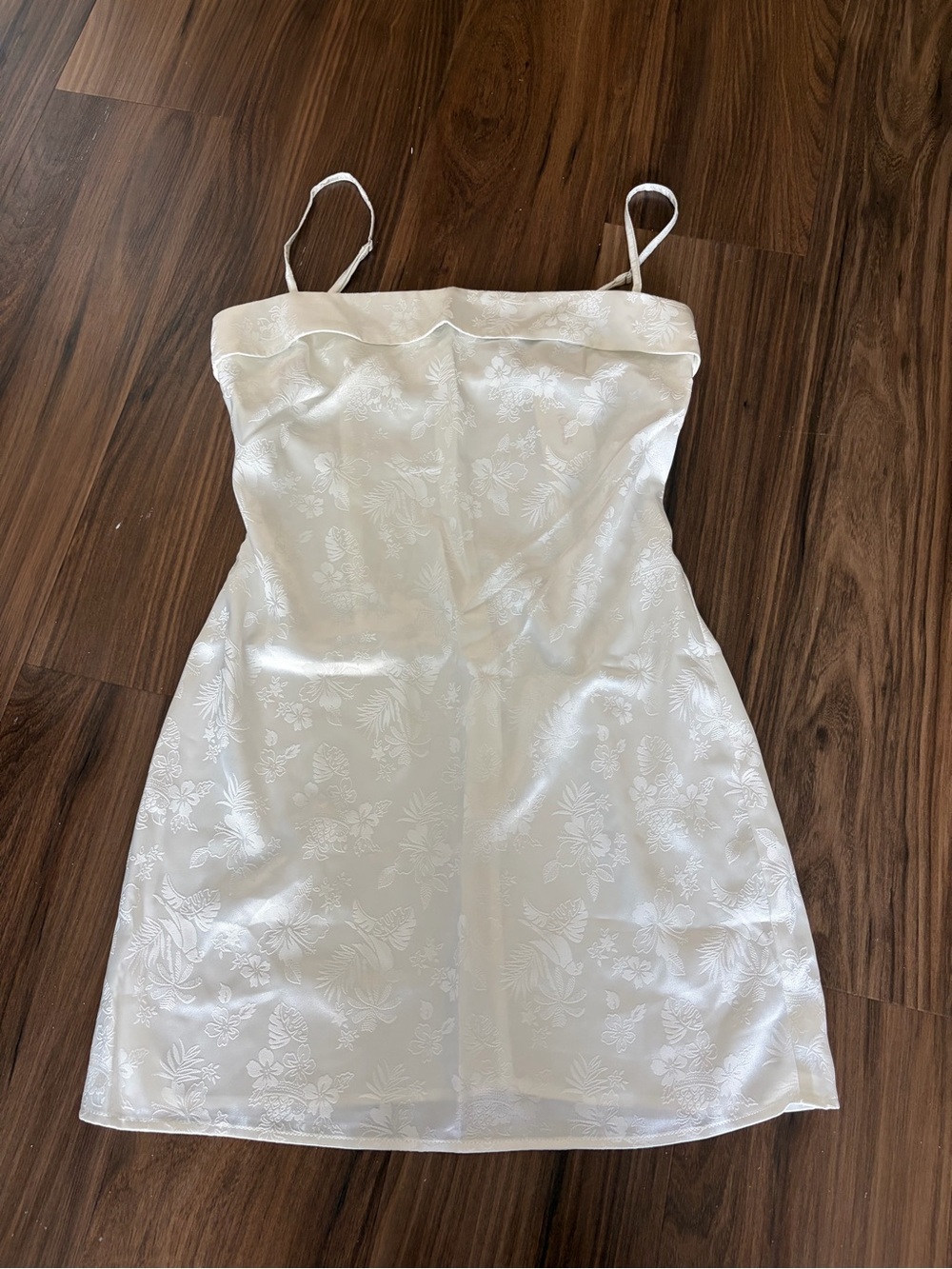 Rihoas White Floral Satin Slip Dress